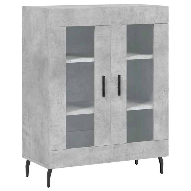 Buffet bahut commode armoire meuble de rangement organisateur cuisine salle de séjour salon haut 69,5 x 34 x 180 cm bois d'ingénierie gris 02_0034557