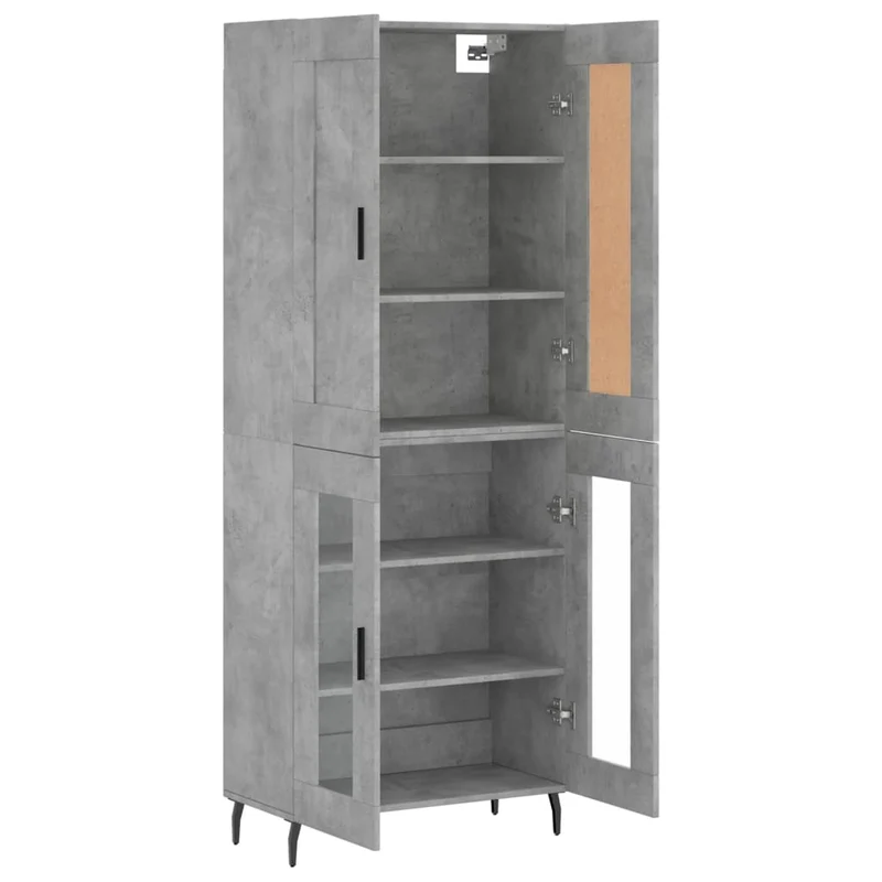Buffet bahut commode armoire meuble de rangement organisateur cuisine salle de séjour salon haut 69,5 x 34 x 180 cm bois d'ingénierie gris 02_0034593