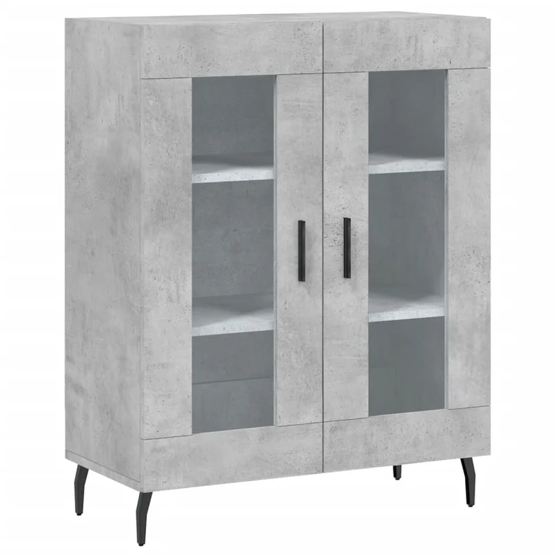 Buffet bahut commode armoire meuble de rangement organisateur cuisine salle de séjour salon haut 69,5 x 34 x 180 cm bois d'ingénierie gris 02_0034593