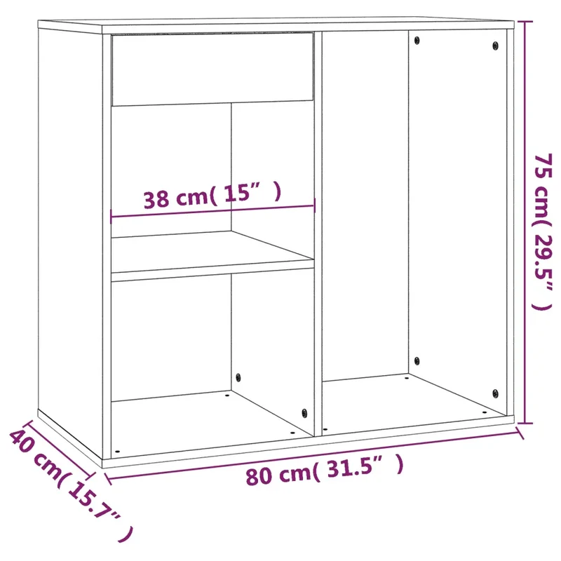 Armoire cosmétique design moderne rangement spacieux 80 x 40 x 75 cm en bois d'ingénierie gris 02_0048430