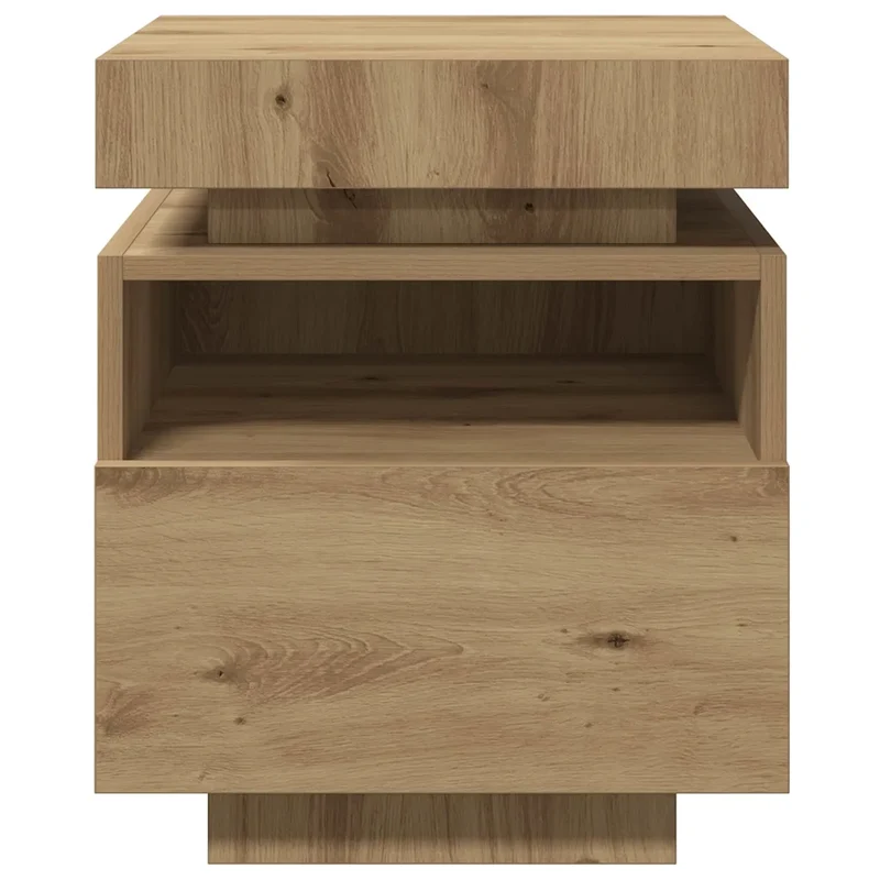 Table de chevet avec éclairage LED pratique rangement 40 x 39 x 48 cm en bois d'ingénierie chêne artisanal 02_0051160