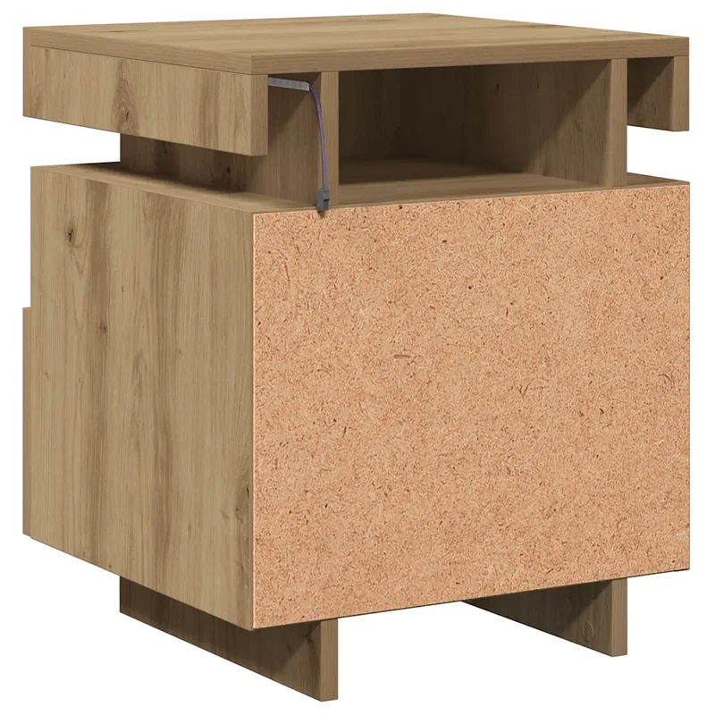 Table de chevet avec éclairage LED pratique rangement 40 x 39 x 48 cm en bois d'ingénierie chêne artisanal 02_0051160