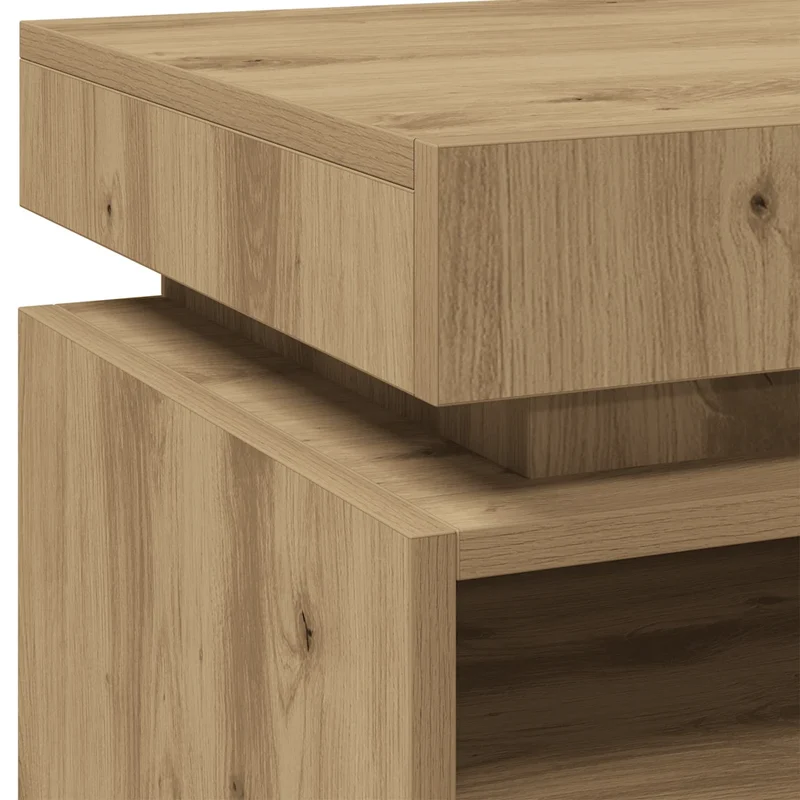 Table de chevet avec éclairage LED pratique rangement 40 x 39 x 48 cm en bois d'ingénierie chêne artisanal 02_0051160