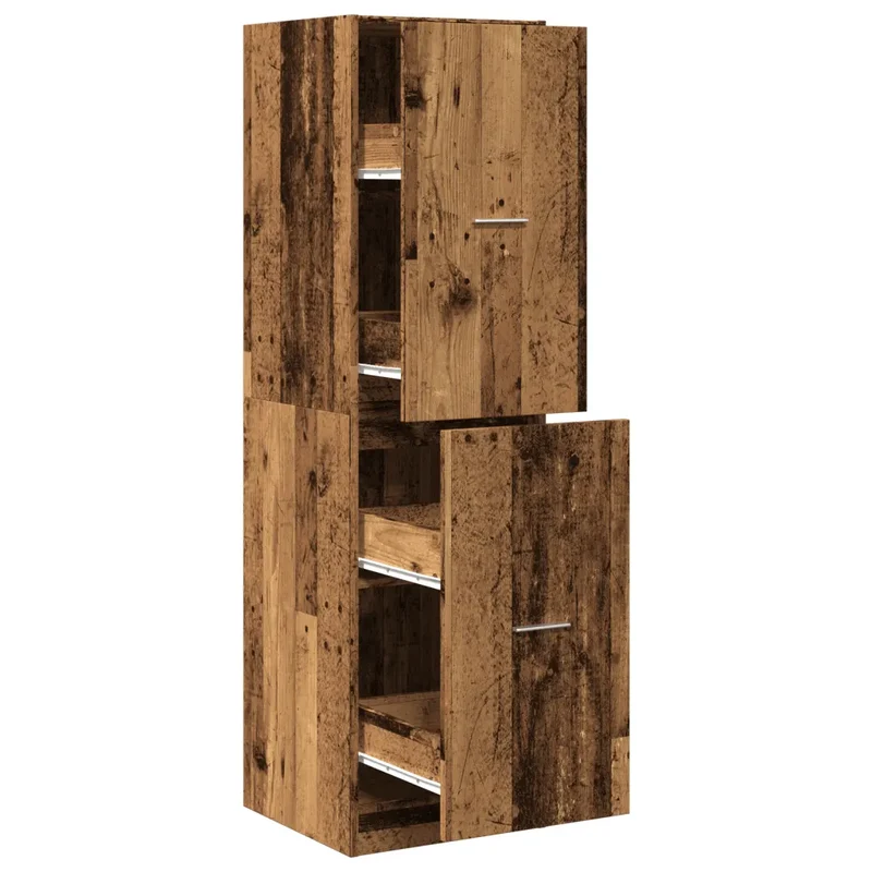 Armoire d'apothicaire vintage rangement pratique 40 x 41 x 144 cm en bois d'ingénierie vieux bois 02_0055665