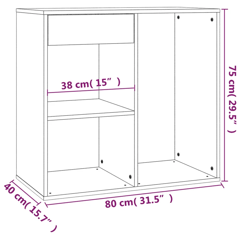 Armoire cosmétique moderne pratique rangement 80 x 40 x 75 cm en bois d'ingénierie chêne fumé 02_0048429