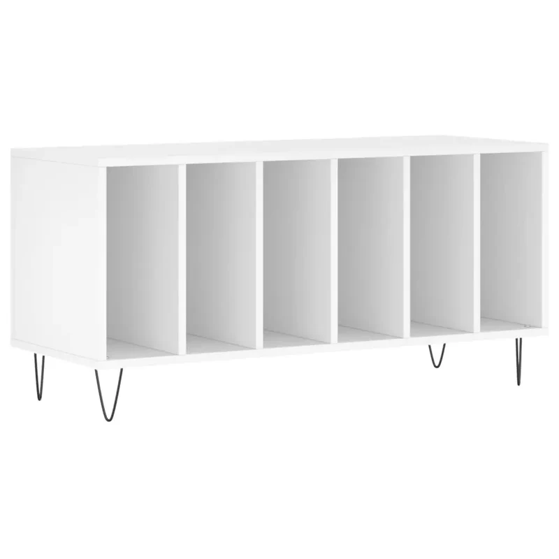 Armoire à disques classique pratique rangement 100 x 38 x 48 cm en bois d'ingénierie blanc 02_0049146