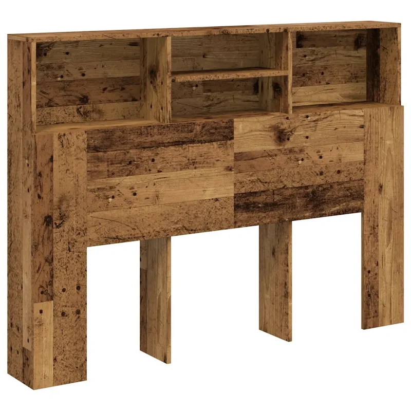 Armoire de tête de lit contemporaine rangement livres 140 x 19 x 103 cm en bois d'ingénierie vieux bois 02_0050956