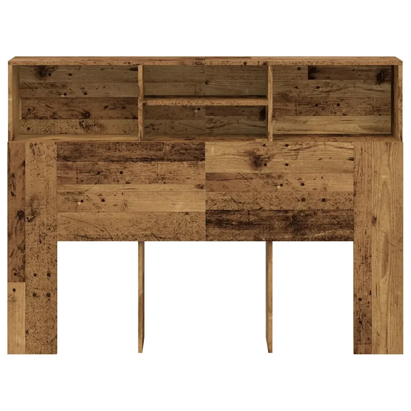 Armoire de tête de lit contemporaine rangement livres 140 x 19 x 103 cm en bois d'ingénierie vieux bois 02_0050956