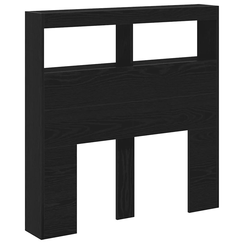 Armoire tête de lit avec LED rangement 100 x 17 x 102 cm design moderne en bois d'ingénierie chêne noir 02_0051943