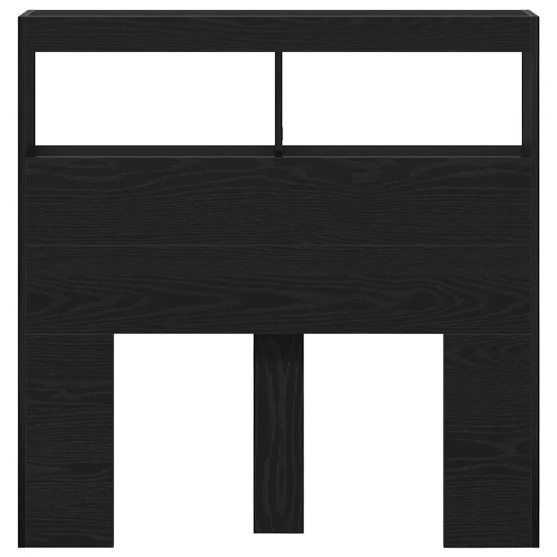 Armoire tête de lit avec LED rangement 100 x 17 x 102 cm design moderne en bois d'ingénierie chêne noir 02_0051943
