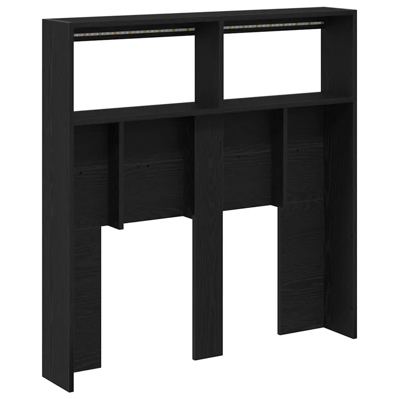 Armoire tête de lit avec LED rangement 100 x 17 x 102 cm design moderne en bois d'ingénierie chêne noir 02_0051943