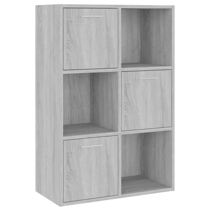 Armoire de rangement classique épurée 60 x 29 x 90 cm avec 3 compartiments déco salon en bois d'ingénierie gris 02_0048169