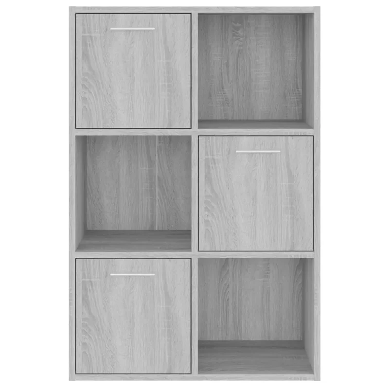 Armoire de rangement classique épurée 60 x 29 x 90 cm avec 3 compartiments déco salon en bois d'ingénierie gris 02_0048169