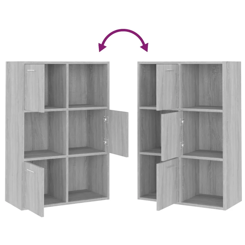 Armoire de rangement classique épurée 60 x 29 x 90 cm avec 3 compartiments déco salon en bois d'ingénierie gris 02_0048169