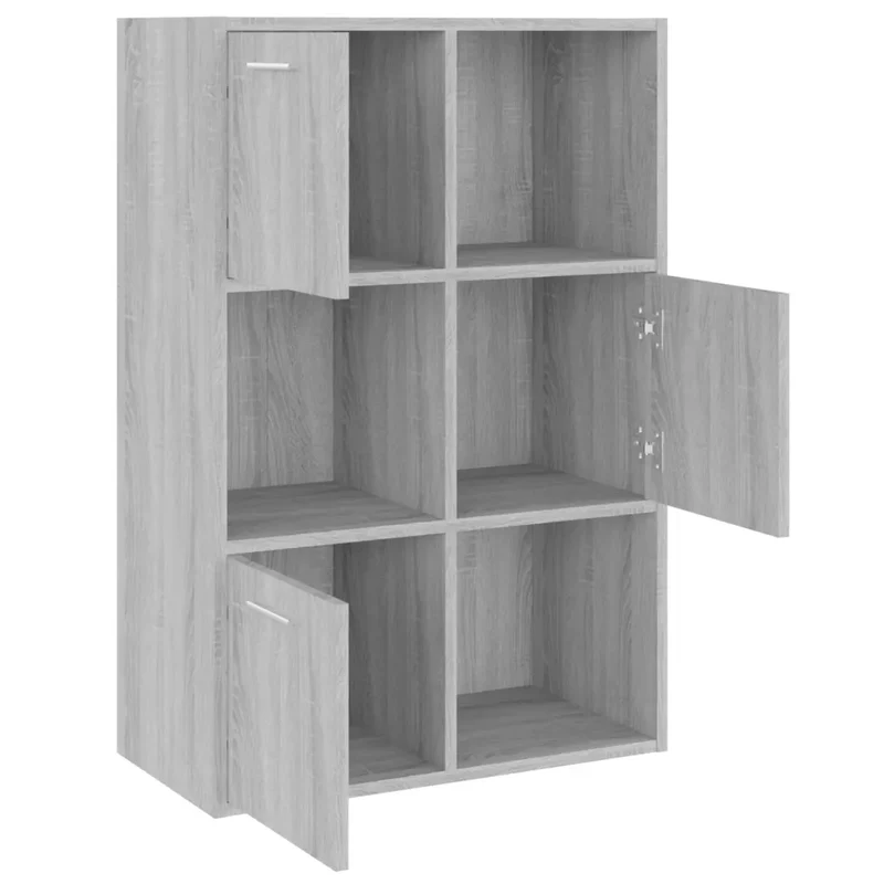Armoire de rangement classique épurée 60 x 29 x 90 cm avec 3 compartiments déco salon en bois d'ingénierie gris 02_0048169