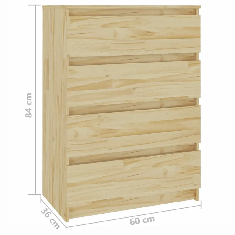 Armoire d'appoint 60 x 36 x 84 cm minimaliste pratique rangement 4 tiroirs en bois de pin massif 02_0047906