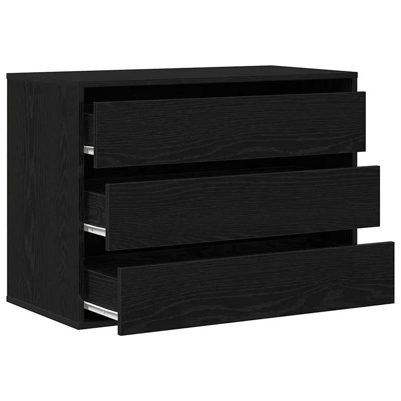 Armoire à tiroirs moderne rangement efficace 80 x 41 x 58 cm en bois d'ingénierie noir 02_0052156