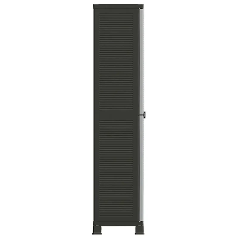 Armoire de rangement compacte 68 x 39 x 171 cm avec 2 portes et 6 étagères design en plastique gris 02_0046948