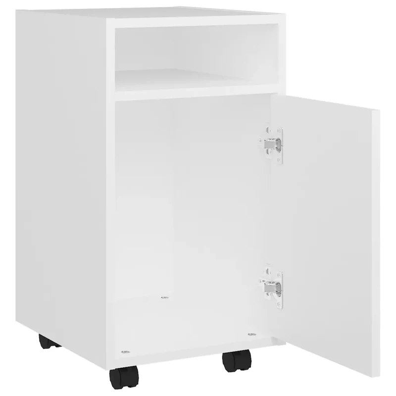 Armoire latérale sur roues pratique 33 x 38 x 60 cm pour rangement moderne en bois d'ingénierie blanc 02_0047774