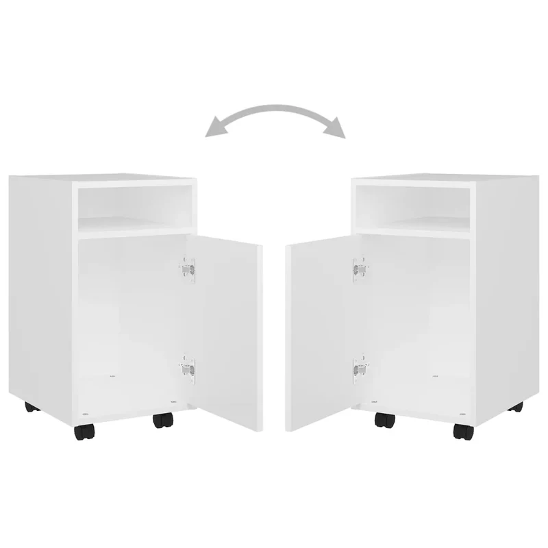 Armoire latérale sur roues pratique 33 x 38 x 60 cm pour rangement moderne en bois d'ingénierie blanc 02_0047774