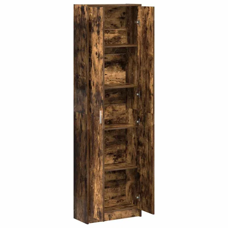 Armoire moderne en bois d'ingénierie chêne fumé 55 x 25 x 189 cm rangement spacieux design épuré 02_0055919