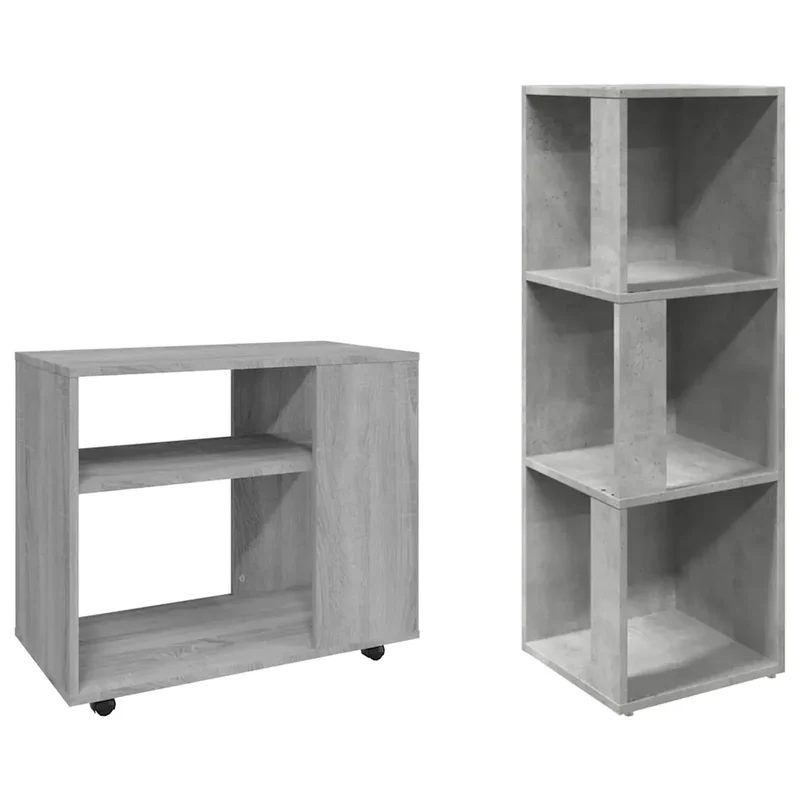 Armoire d'angle élégante compacte 33 x 33 x 100 cm 3 compartiments salon en bois d'ingénierie gris béton 02_0047971