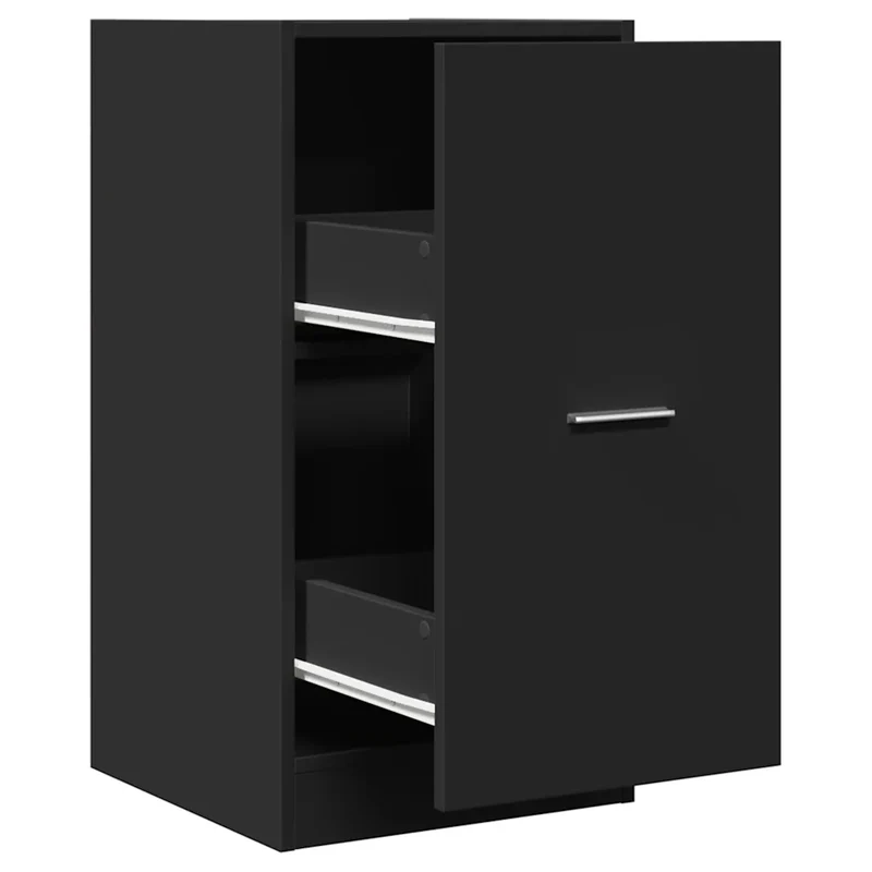 Armoire d'apothicaire multifonctionnelle noire 40 x 41 x 77,5 cm design classique en bois d'ingénierie noir 02_0050629