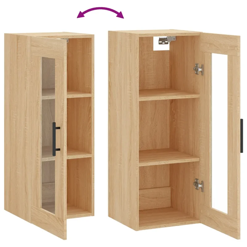 Armoire murale design pratique rangement 34,5 x 34 x 90 cm en bois d'ingénierie chêne sonoma 02_0048696