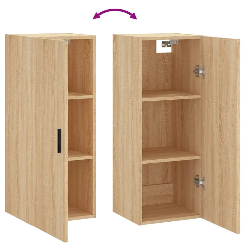 Armoire murale pratique design élégant 34,5 x 34 x 90 cm en bois d'ingénierie chêne sonoma 02_0048670