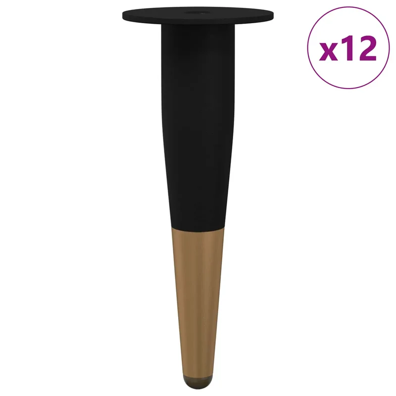 Lot de 12 pieds de meuble cylindriques design moderne salon bureau 40 x 40 x 98 mm en fer noir 02_0051990