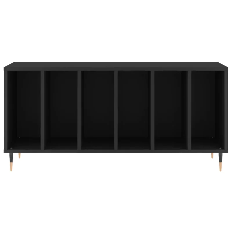Armoire à disques pratique et classique 100 x 38 x 48 cm espace de rangement design industriel en bois noir 02_0049141
