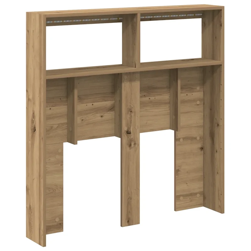 Armoire tête de lit avec LED contemporaine design moderne 100 x 17 x 102 cm en bois d'ingénierie chêne artisanal 02_0051942