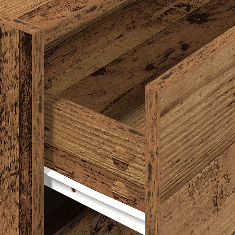 Armoire de rangement empilable 60 x 31 x 40 cm avec 2 tiroirs pratique style vintage en bois vieux bois 02_0051201