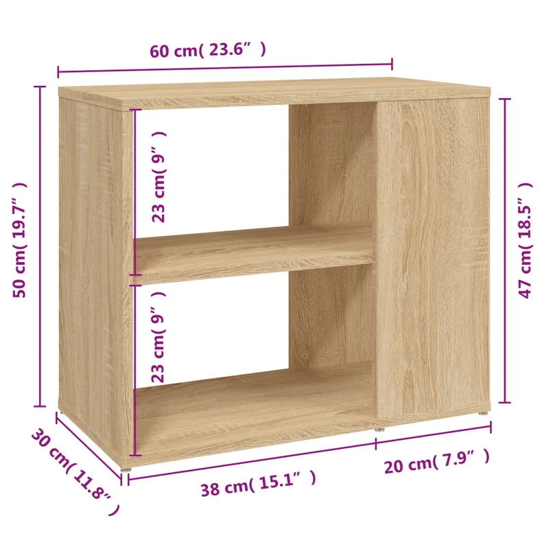 Armoire latérale moderne pratique 60 x 30 x 50 cm rangement idéal salon en bois d'ingénierie chêne sonoma 02_0047878