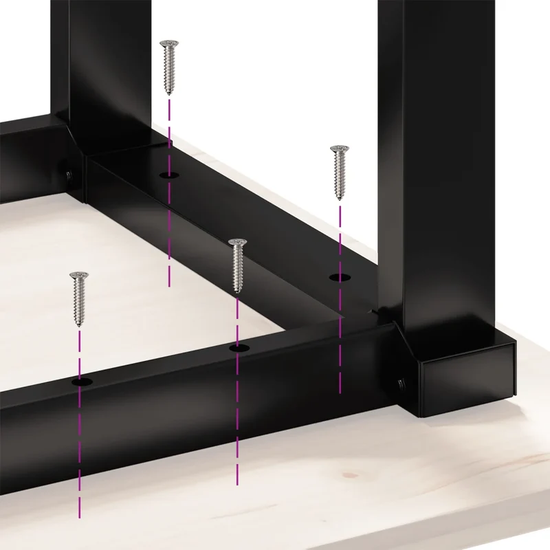 Pieds de table basse cadre en O 90 x 30 x 43 cm robustes design industriel en acier noir 02_0047220
