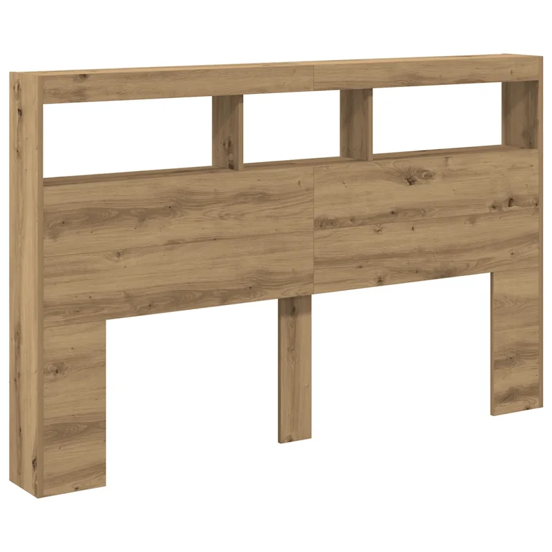 Armoire tête de lit avec LED moderne rangement intégral 160 x 17 x 102 cm en bois d'ingénierie chêne artisanal 02_0051948