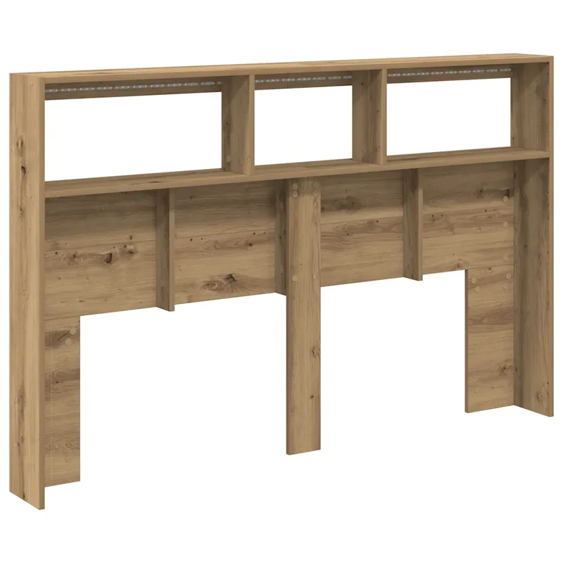 Armoire tête de lit avec LED moderne rangement intégral 160 x 17 x 102 cm en bois d'ingénierie chêne artisanal 02_0051948