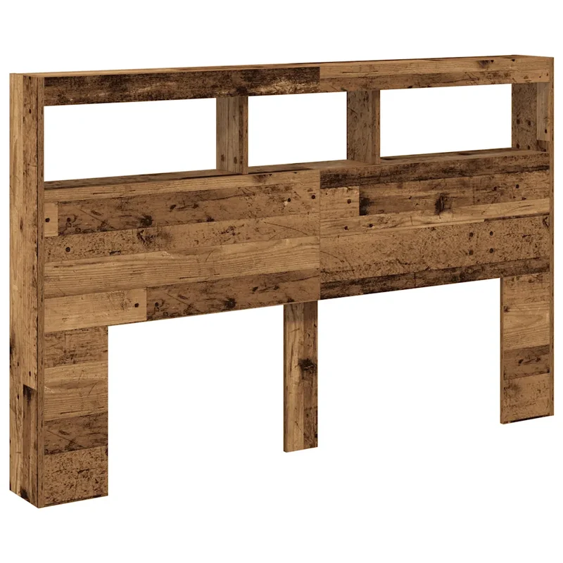 Armoire tête de lit vintage avec LED 160 x 17 x 102 cm rangement pratique design moderne en bois d'ingénierie vieux bois 02_0051947