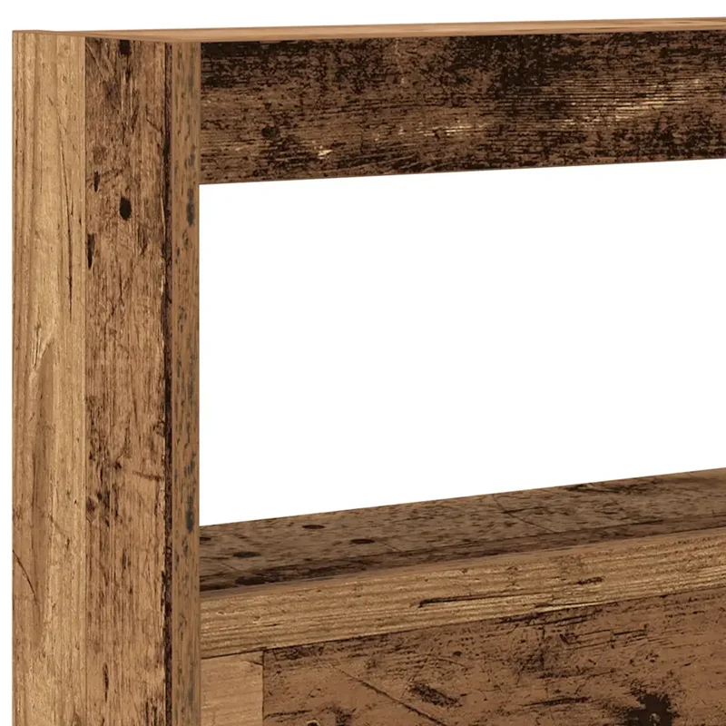 Armoire tête de lit vintage avec LED 160 x 17 x 102 cm rangement pratique design moderne en bois d'ingénierie vieux bois 02_0051947