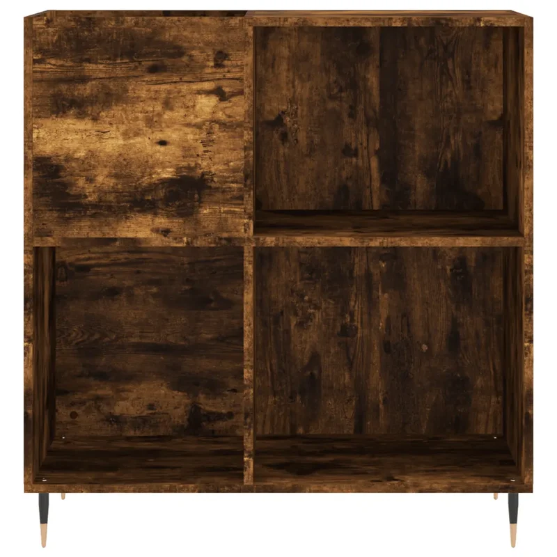 Armoire à disques classique pratique 84,5 x 38 x 89 cm robuste style industriel en bois chêne fumé 02_0049164