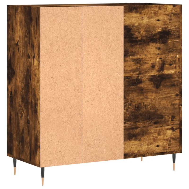 Armoire à disques classique pratique 84,5 x 38 x 89 cm robuste style industriel en bois chêne fumé 02_0049164