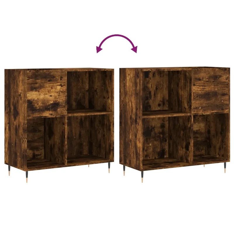 Armoire à disques classique pratique 84,5 x 38 x 89 cm robuste style industriel en bois chêne fumé 02_0049164