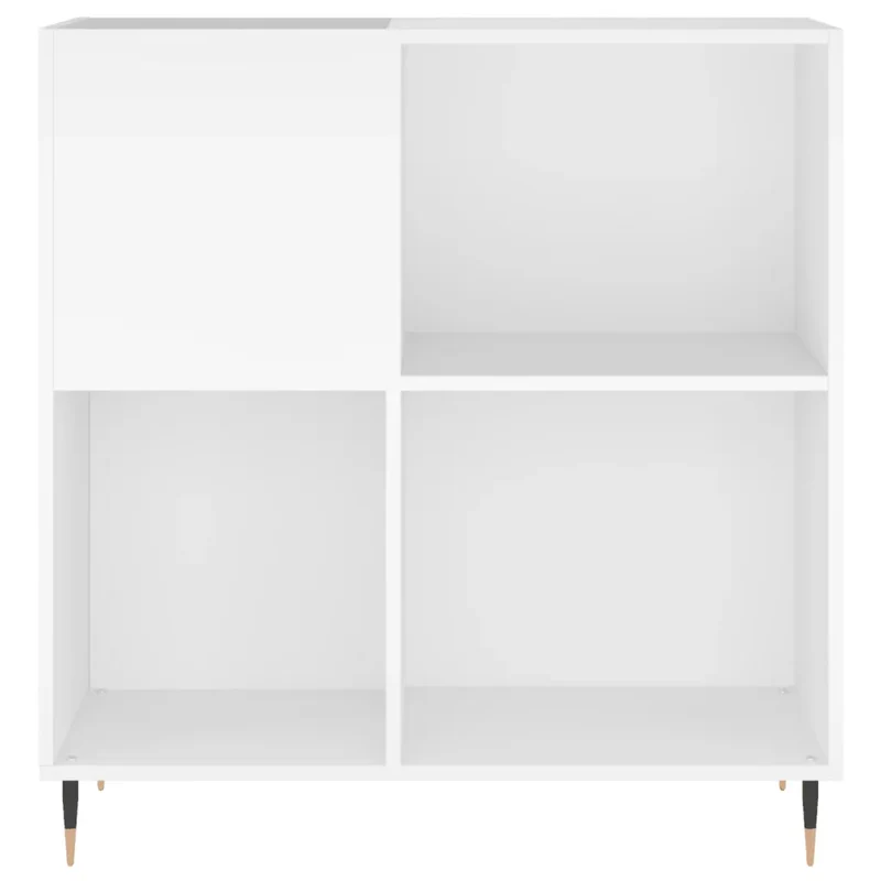 Armoire à disques classique spacieuse 84,5 x 38 x 89 cm meuble robuste style industriel en bois blanc 02_0049159