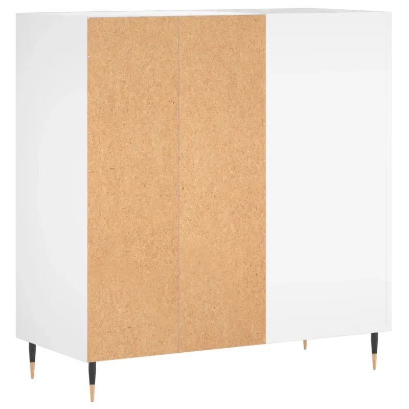 Armoire à disques classique spacieuse 84,5 x 38 x 89 cm meuble robuste style industriel en bois blanc 02_0049159