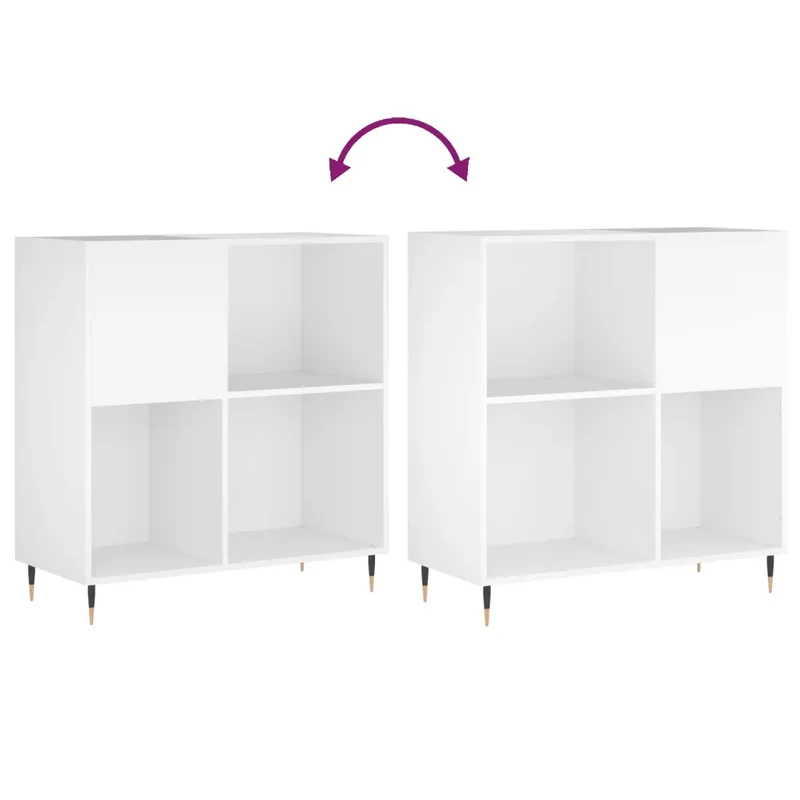 Armoire à disques classique spacieuse 84,5 x 38 x 89 cm meuble robuste style industriel en bois blanc 02_0049159