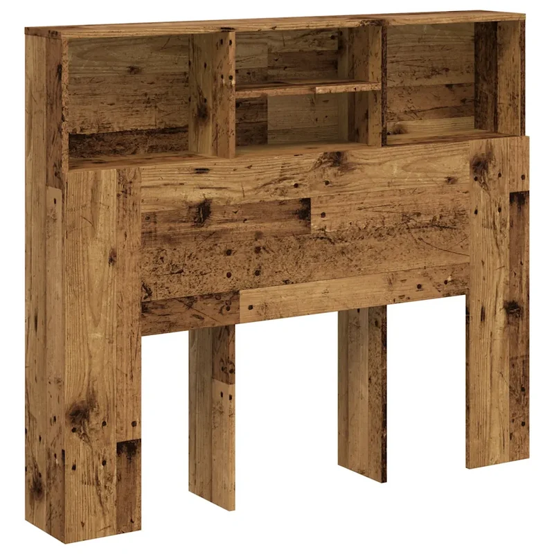 Armoire de tête de lit contemporaine rangement pratique 120 x 19 x 103 cm en bois d'ingénierie vieux bois 02_0050954