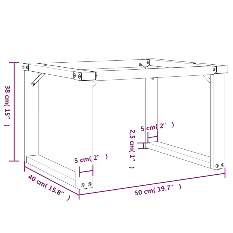 Pieds de table en O industriel salon 50 x 40 x 38 cm robustes et durables en acier noir 02_0047213
