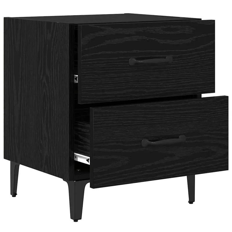 Table de chevet rustique avec tiroir rangement 40 x 35 x 47,5 cm en bois d'ingénierie chêne noir 02_0052685