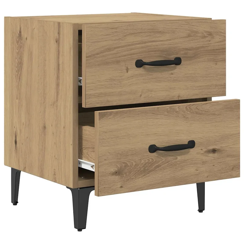 Table de chevet rustique avec tiroir rangement 40 x 35 x 47,5 cm en bois d'ingénierie chêne artisanal 02_0052683
