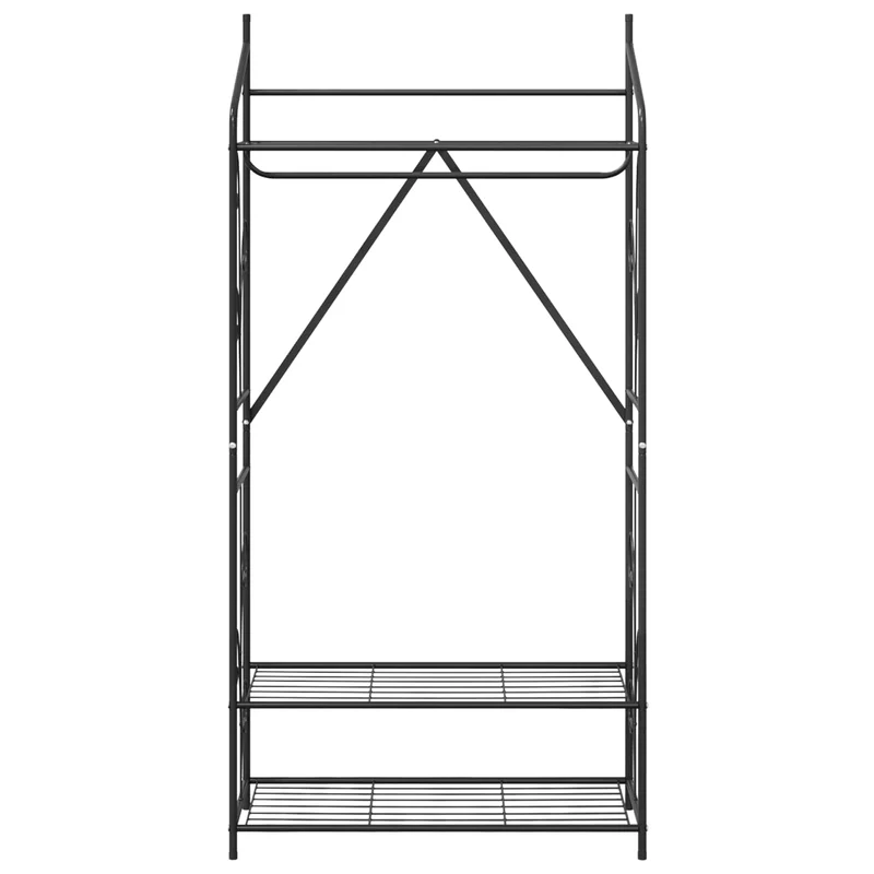 Armoire ouverte design minimaliste 78 x 36 x 158 cm rangement pratique en métal noir 02_0059382